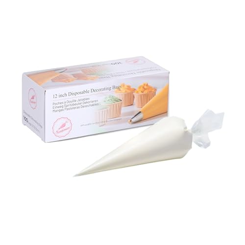 Keenpioneer Piping Bag - Disposable Cake Decorating Bag 100 Count, 12 inch, Clear