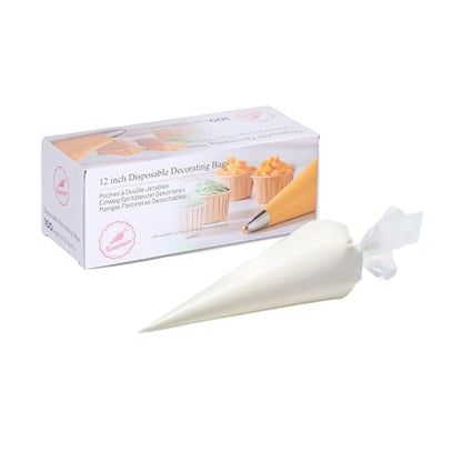 Keenpioneer Piping Bag - Disposable Cake Decorating Bag 100 Count, 12 inch, Clear