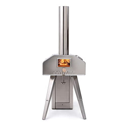 Q-Stoves 12" Wood Pellet Pizza Oven, 2-in-1 Outdoor Pizza Oven with MANUAL Rotating Pizza Stone, Portable, Removable Top as Torch for Heater or Stove