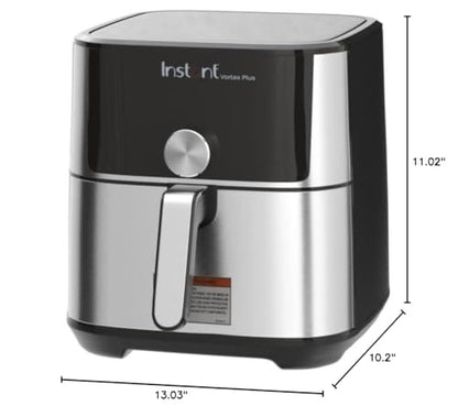 Instant Pot 4QT Vortex Plus 6-in-1 Mini Air Fryer, Custom Program Options, Crisps, Broils, Roasts, Dehydrates, Bakes, Reheats, 100+ In-App Recipes, Stainless Steel,4 Quarts