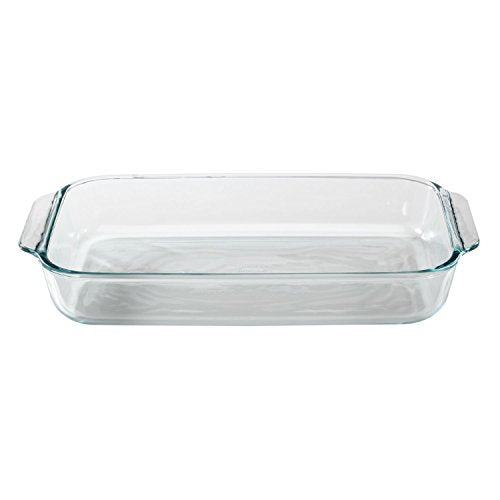 Pyrex (1) 233 3-Qt Rectangular Glass Baking Dish & (1) 233-PC Red Food Storage Lid – Clear Glass Bakeware – Perfect for Leftovers, Food Preparation and So much More - Made in the USA