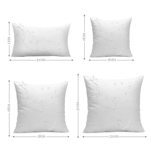 Ashler Outdoor Pillows, 18 x 18 Pillow Inserts Set of 4, Waterproof Throw Pillow Inserts Hypoallergenic for Patio, Water Resistant Indoor Outdoor Decorative
