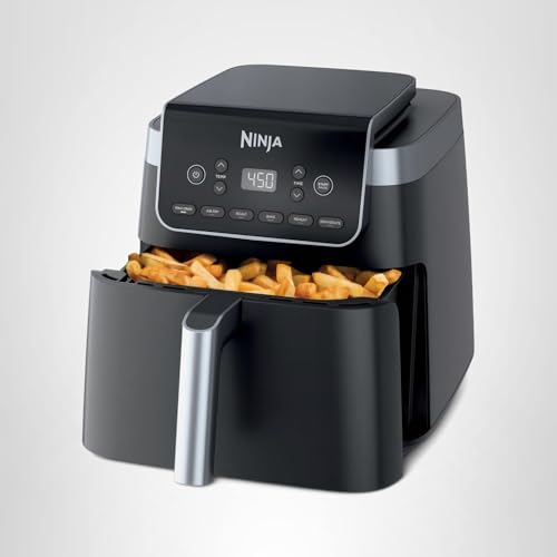 Ninja XL Air Fryer with MaxCrisp | 6.5 QT Capacity | 6-in-1 Max Crisp, Air Fry, Roast, Bake, Reheat & Dehydrate | 450°F Temp | 1750 Watts | Nonstick Basket, Crisper Plate & Recipe Guide | Grey | AF181