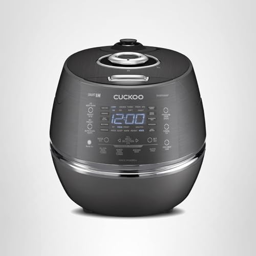 CUCKOO High Pressure Rice Cooker 6-Cup Uncooked / 12-Cup Cooked with Induction Heating Technology, Versatile Rice Maker with 13 Menu Options and Steam Plate, Voice Guide, Dark Gray (CRP-DHSR0609FD)