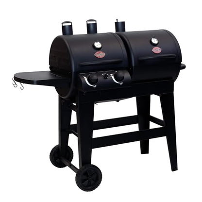 Char-Griller® Dual-Function 2-Burner 24,000 BTU Propane Gas and Charcoal Combination Grill and Smoker with 870 Cooking Square Inches in Black, Model E5030