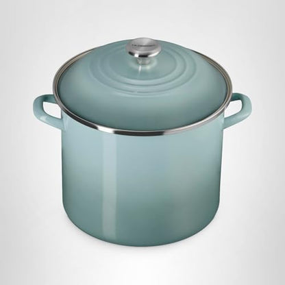 Le Creuset Enamel on Steel Traditional Stockpot, 12 qt., Sea Salt with Stainless Steel Knob