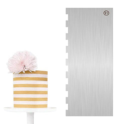 Cake Scraper Smoother Cake Decorating Supplies Kit 9 Inch Metal Bench Scraper for Baking Buttercream Smoother for Cakes Stainless Steel Frosting Cake Comb Edge Side Jagged Comb for Cream Cake