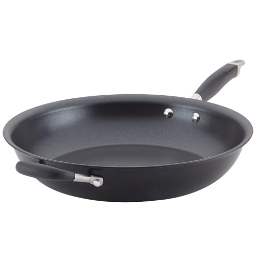 Anolon Advanced Home Hard Anodized Nonstick Frying Pan, 14.5 Inch – Large Skillet with Helper Handle, 14 Inch Nonstick Frying Pan, Durable Cookware - Onyx