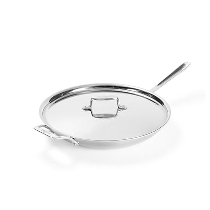 All-Clad D5® Stainless Steel Core 14 Inch Frying Pan Covered - Made in the USA - The Upgrade for Supremely Even Heat- Oven Safe & Induction Compatible Cookware