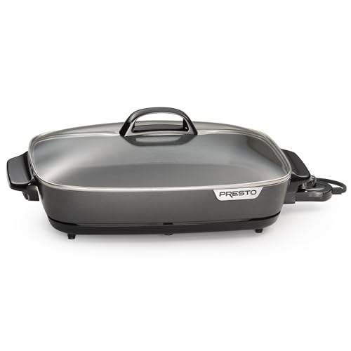 Presto 06858 16-Inch Slimline Electric Skillet with Glass Cover - Nonstick, Adjustable Temperature, Black