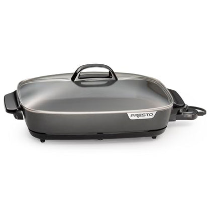 Presto 06858 16-Inch Slimline Electric Skillet with Glass Cover - Nonstick, Adjustable Temperature, Black