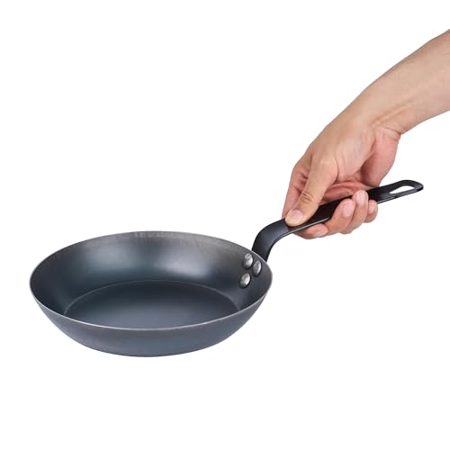 Restaurantware-Met Lux 9 Inch Fry Pan, 1 Lightweight Frying Pan - Induction-Ready, Triple-Riveted, Black Carbon Steel Cooking Skillet, Durable, For Searing, Sauteing, And Browning Food