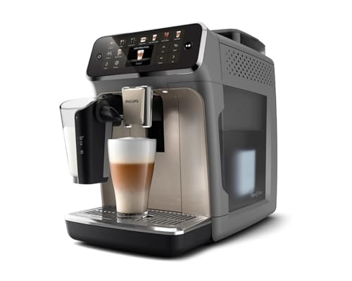 PHILIPS 5500 LatteGo Automatic Espresso Machine - 20 Coffee Varieties, Intuitive Touch Display, SilentBrew, 100% Ceramic Grinder, AquaClean Filter, Grey Chromed (EP5544/90) (Renewed)