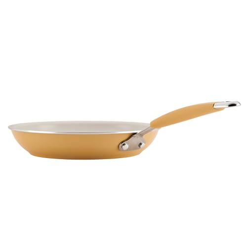 Rachael Ray Cucina Ceramic Cookware Set - 13 Pieces - Ceramic Pots and Pans Set w/Nonstick Frying Pans, Saute Pan, Saucepans, Stockpot, Lids, Pan Protectors & Cooking Utensils - Turmeric