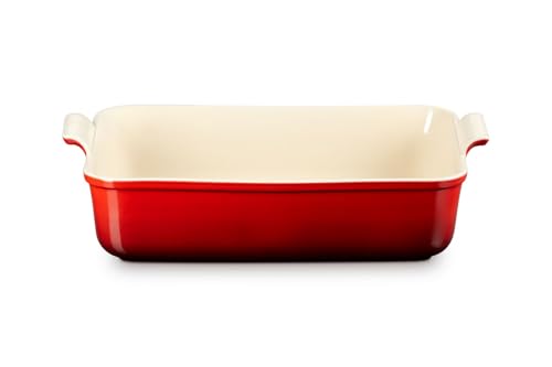Le Creuset Stoneware Heritage Deep Rectangular Lasagna Dish, 6.75 qt., Cerise