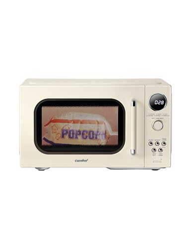 COMFEE' Retro Microwave Oven, 0.9 Cu.Ft 900W Countertop, Apricot