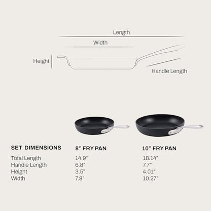 All-Clad HA1 Expert Hard Anodized Nonstick Fry Pan 2 Piece Set, 8" & 10" Induction, Oven Safe 500F, Kitchen Frying Pans, Skillets, Ergonomic Handle, Premium Cookware, Dishwasher Safe, Black
