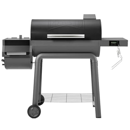 Feasto 30-Inch Heavy-Duty Charcoal Grill with Digital Temperature Control & 2 Meat Probes, Outdoor BBQ Grill with Offset Smoker, 832 Sq. In. Cooking Space for Backyard BBQ, Black & Grey