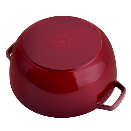 Staub Cast Iron Essential French Oven, Dutch Oven, 5-quart, serves 5-6, Made in France - Cherry