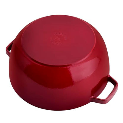 Staub Cast Iron Essential French Oven, Dutch Oven, 5-quart, serves 5-6, Made in France - Cherry