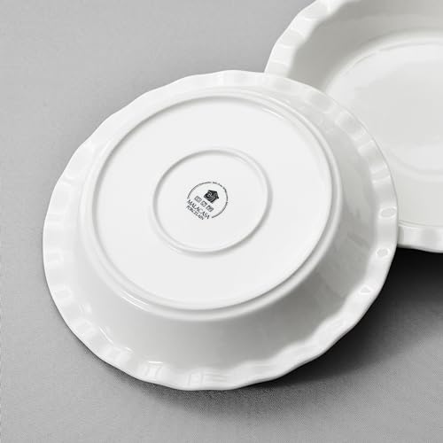 MALACASA Ceramic Pie Pan Set of 2, 9 inch, 40 oz Round Pie Dishes with Fluted Edges, Non Stick, For Quiche, Apple Pies, Pot Pies & More
