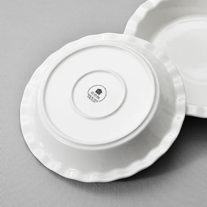 MALACASA Ceramic Pie Pan Set of 2, 9 inch, 40 oz Round Pie Dishes with Fluted Edges, Non Stick, For Quiche, Apple Pies, Pot Pies & More