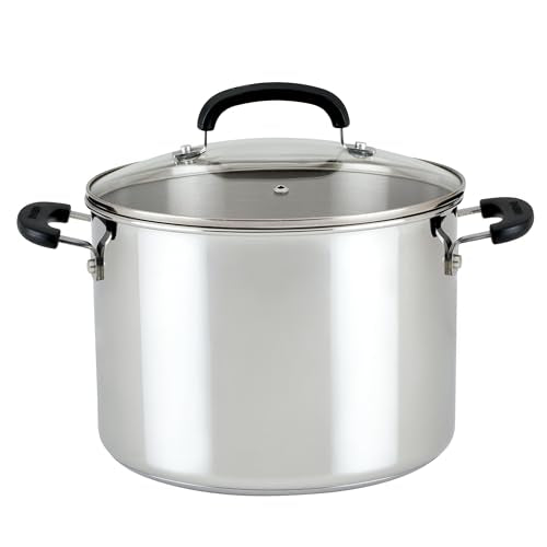 Farberware Brilliance Stainless Steel Stock Pot with Lid, 8 Quart