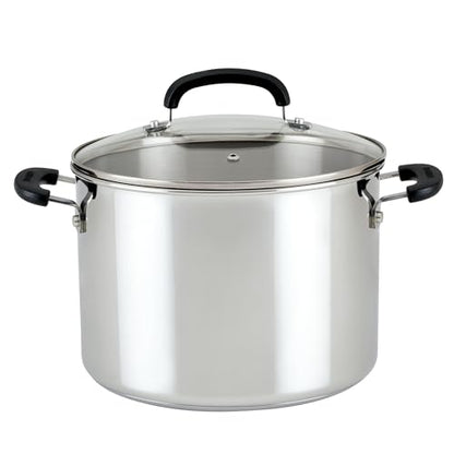 Farberware Brilliance Stainless Steel Stock Pot with Lid, 8 Quart