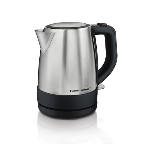 Hamilton Beach Electric Tea Kettle, Water Boiler & Heater, 1 L, Cordless, Auto-Shutoff & Boil-Dry Protection, Stainless Steel (40998)