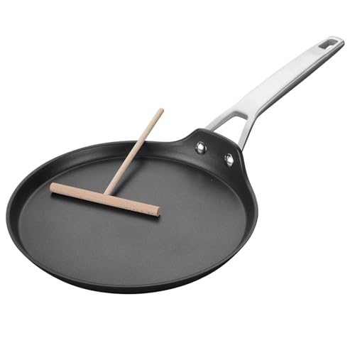 MsMk Crepe Pan with Spreader, 8 Inch Titanium and Ceramic Nonstick Flat Skillet Tortilla Egg Pan, Induction Compatible, PFOA Free, Oven Safe to 700°F