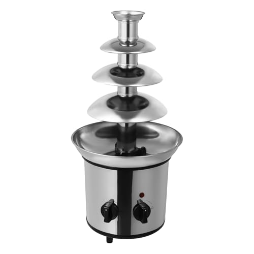 Chocolate Fountain Machine, 4 Tier Stainless Steel Commercial Hot Chocolate Fondue Tower, Deluxe Catering Cheese Waterfall Fondue, Chocolate Melt and Heat Machine for Cafe, Hotel, Party, Wedding