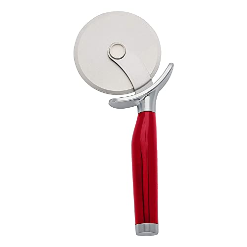 KitchenAid Classic Pizza Wheel with Sharp Blade For Cutting Through Crusts, Pies and More, Built In Finger Guard for Safety and Comfort Grip to Protect Fingers, Dishwasher Safe, 9-Inch, Red