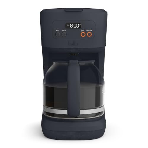 bella 12-Cup Programmable Coffee Maker with No-Drip Glass Carafe, Slate