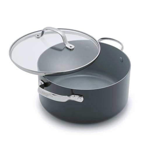 GreenPan Valencia Pro Hard Anodized Healthy Ceramic Nonstick 5QT Stock Pot with Lid, PFAS-Free, Induction, Dishwasher Safe, Oven Safe, Gray