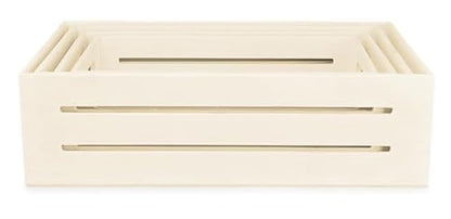 Wooden Tray with Handles - Set of 4 Small Wood Crates for Crafts Small Wooden Pallets for Display Apple Crates Unfinished Wood Trays for Crafts Nesting