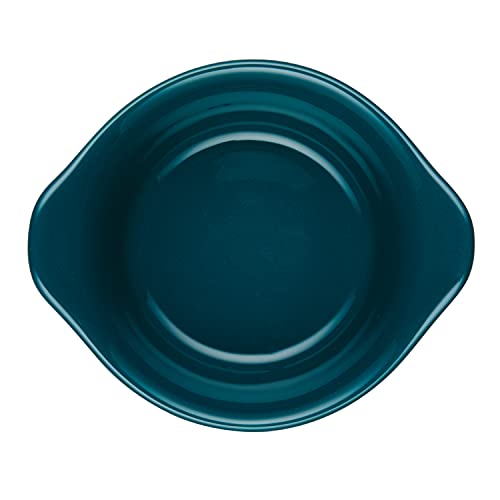 Rachael Ray Solid Glaze Ceramics Round Ramekins/Dipping Cup Set, 4 Piece, Teal