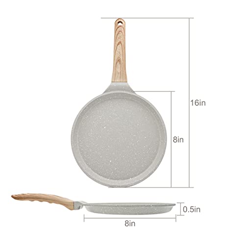 Bobikuke 8 inch Crepe Pan, Nonstick Pan for Crepes Omelette Tortillas,White