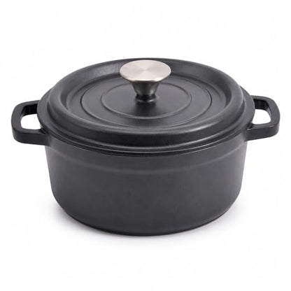 VIVIDCOOKWARE Enameled Cast Iron Dutch Oven with Lid, 3.3 QT Round Dutch Oven Pot, Matte Black Small Dutch Oven for Soup, Stew, Braising & Baking, Oven Safe to 500°F, Works on Induction, Gas & Electric