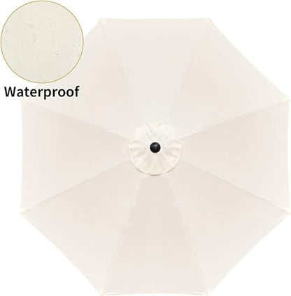Simple Deluxe 9' Patio Umbrella Outdoor Table Market Yard Umbrella with Push Button Tilt/Crank, 8 Sturdy Ribs for Garden, Deck, Backyard, Pool, Beige