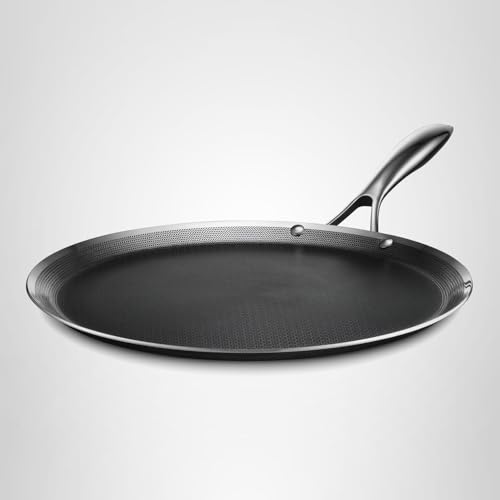 HexClad 13 Inch Hybrid Nonstick Griddle Pan for Stovetop, Stay-Cool Handle, Dishwasher and Oven Safe, Induction Ready, Compatible with All Cooktops
