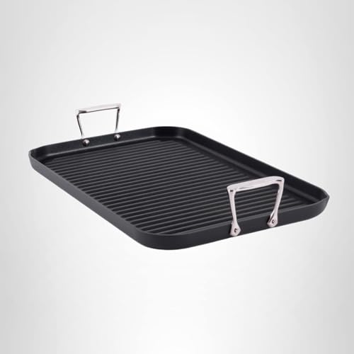 All-Clad HA1 Expert Hard Anodized Nonstick Square Grill Pan For Stovetop 11x11 Inch Oven-Safe Up to 500°F, Grilling, Professional Cookware, Dishwasher-Friendly, Oven-Safe Up to 500°F, Black