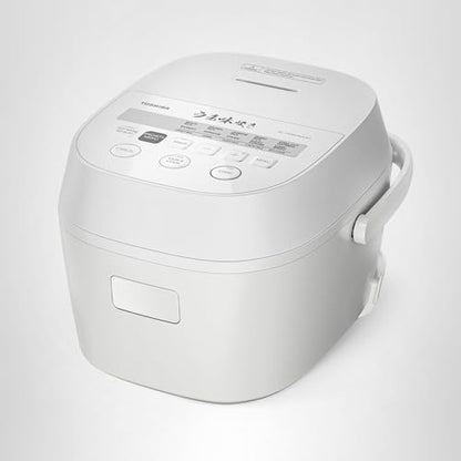 TOSHIBA OriginTaste Rice Cooker 5.5-Cup Uncooked, Fuzzy Logic, 15-in-1 Functions, Digital Display, Delay Timer, Keep Warm, Nonstick Inner Pot, White