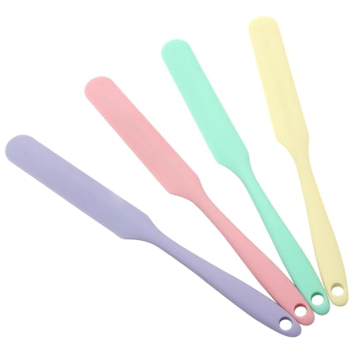 4 Pcs Silicone Jar Spatula, Non-Stick Heat Resistant Cake Cream Spatulas Set, 9.8 inch Cake Cream Butter Spatulas(4 colors）