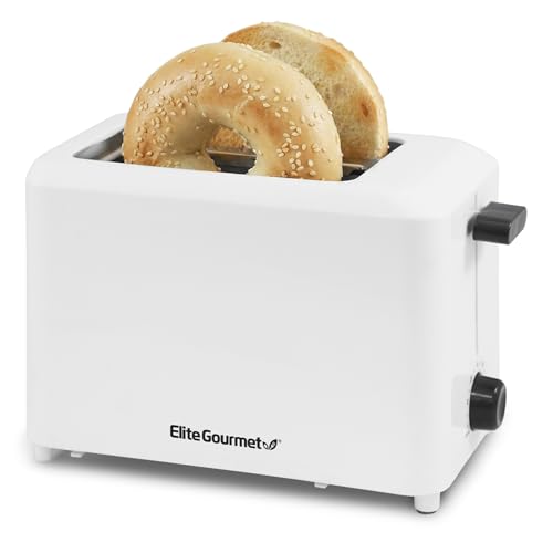 Elite Gourmet ECT-1027# Cool Touch Toaster, 7 Toast Settings Cancel Functions, Slide Out Crumb Tray, Extra Wide 1.5" Slots for Bagels Waffles Specialty Breads, Puff Pastry, Snacks, White