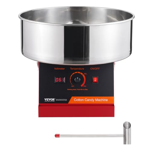 VEVOR Cotton Candy Machine Commercial, 1000W Electric Floss Maker with Stainless Steel Bowl, Sugar Scoop, Storage Drawer, Perfect for Home, Carnival, Kids Birthday, Family Party, Red
