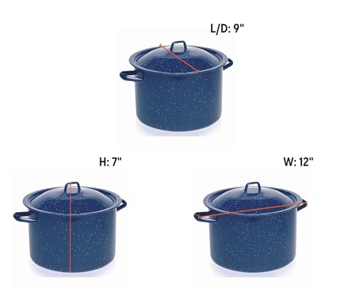 6.0qt Enamel Stock Pot, Blue - Non-Stick Enamel Interior, Even Heat Distribution, Stylish & Easy to Clean for Home Kitchen Stewing, Boiling & Serving