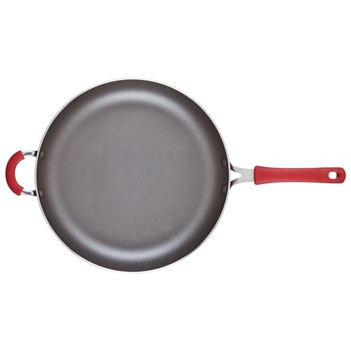 Rachael Ray Cook + Create Nonstick Frying Pan/Skillet with Helper Handle, 14 Inch - Red