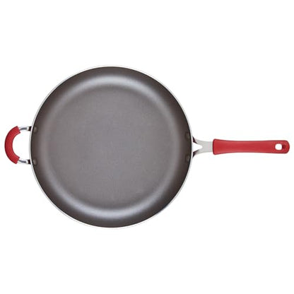 Rachael Ray Cook + Create Nonstick Frying Pan/Skillet with Helper Handle, 14 Inch - Red