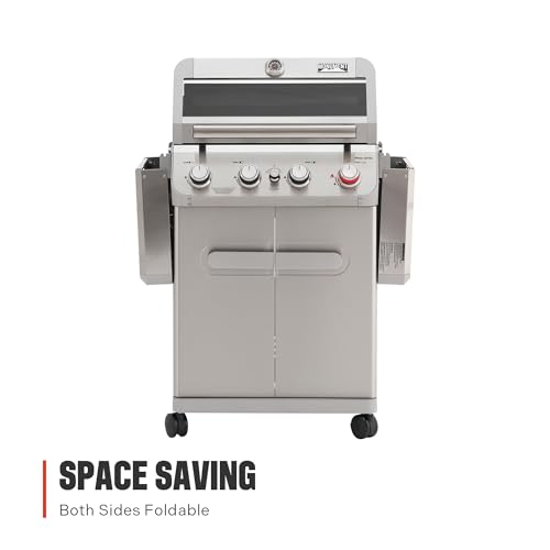 Monument Grills 4 Burner Propane Gas Grill, Stainless Steel Outdoor Patio Barbecue Grill, with Broil Zone Fast Heating, Knob Control, and Easy Cleanup, M410MBZ