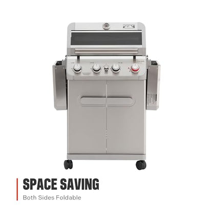 Monument Grills 4 Burner Propane Gas Grill, Stainless Steel Outdoor Patio Barbecue Grill, with Broil Zone Fast Heating, Knob Control, and Easy Cleanup, M410MBZ